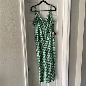 Ava & Viv Green Sheath Midi Dress with Spaghetti Straps